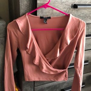 Long sleeve pink crop top
